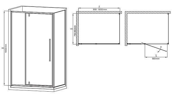 Душова кабіна без піддону Mixxus Premium BEVEL SC01-100x80x195-TR Chrome прозоре скло 6мм (MI6869) - Фото - 2