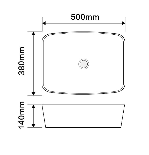 Раковина накладна Mixxus Premium DIVERSE-0109 EDGE GOLD 500х380х140mm (MP6548) - Фото - 2