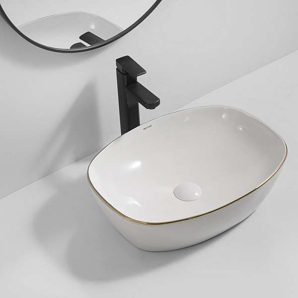 Раковина накладна Mixxus Premium DIVERSE-0109 EDGE GOLD 500х380х140mm (MP6548) - Фото - 3