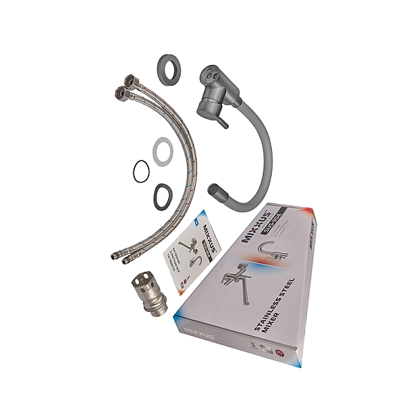 Змішувач для кухні MIXXUS SEO-011 GRAPHITE REFL.GRAY з силіконовим виливом з нерж.сталі SUS304, колір графіт (MI8225) - Фото - 2