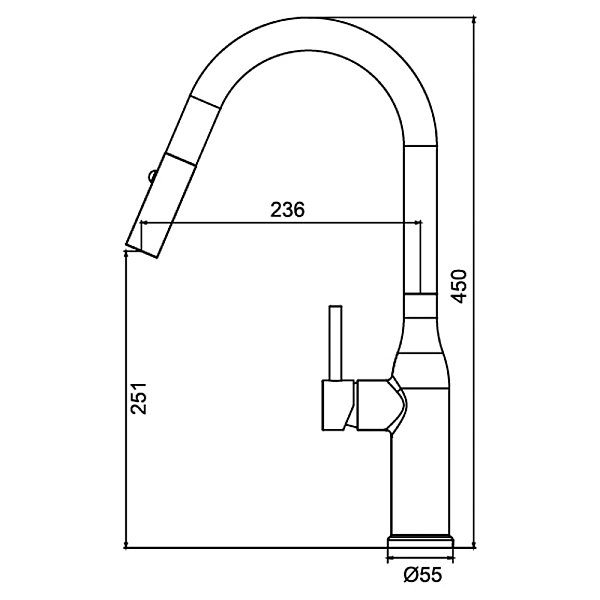 Кухонний змішувач з висувним виливом KOER KI-70004-05 (нерж. сталь) (KR3386) - Фото - 8