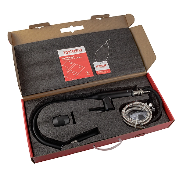 Кухонний змішувач з висувним виливом KOER KI-70004-05 (нерж. сталь) (KR3386) - Фото - 6