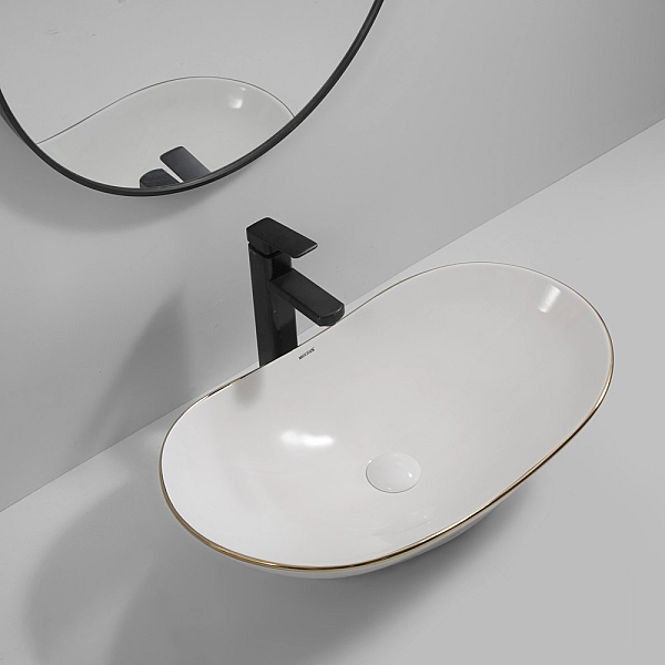 Раковина накладна MIXXUS PREMIUM WAVE-0105 EDGE GOLD 620х360х160mm (MP6557) - Фото - 3