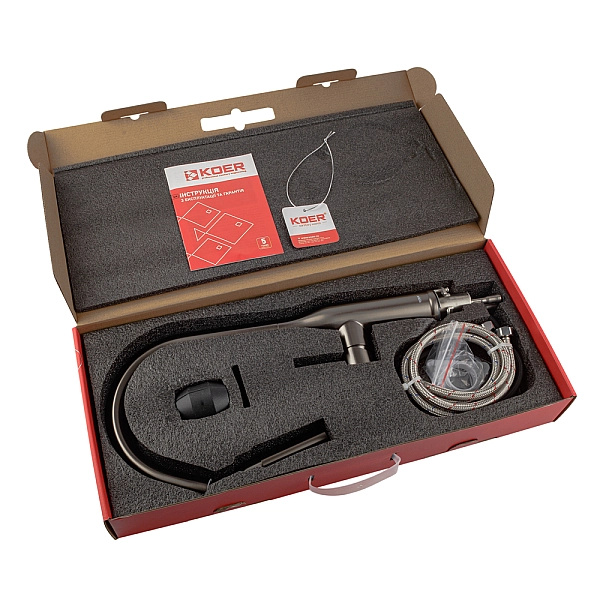 Кухонний змішувач з висувним виливом KOER KI-70004-07 (нерж. сталь) (KR3387) - Фото - 3