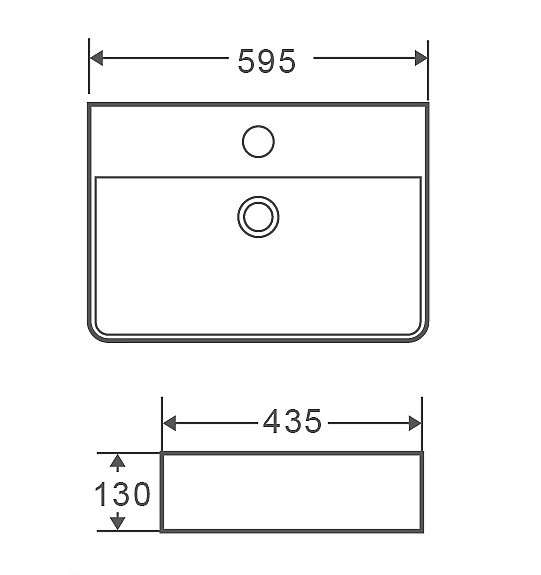 Раковина підвісна-накладна MIXXUS PREMIUM QUADRO-0202 600х440х120mm (отвір під змішувач, перелив) (MP6479) - Фото - 4