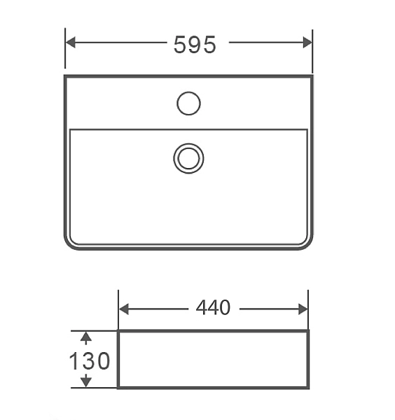Раковина підвісна-накладна MIXXUS PREMIUM QUADRO-0202 600х440х120mm (отвір під змішувач, перелив) (MP6479) - Фото - 3