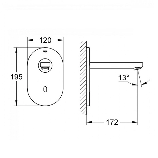 Монокран на одну воду сенсорний, Bluetooth, прихований монтаж Grohe Euroeco Cosmopolitan E (36410000) - Фото - 2