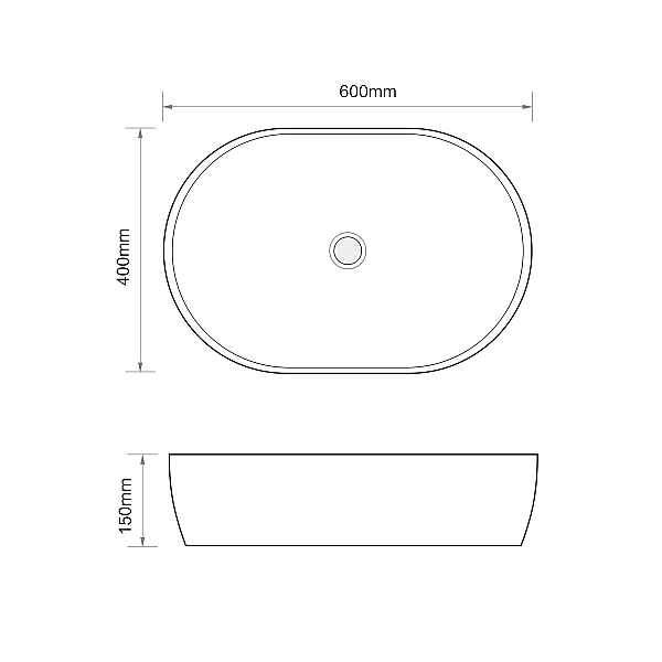 Раковина накладна Mixxus Premium ELLIPSE-0105 EDGE GOLD 600х400х150mm (MP6564) - Фото - 8