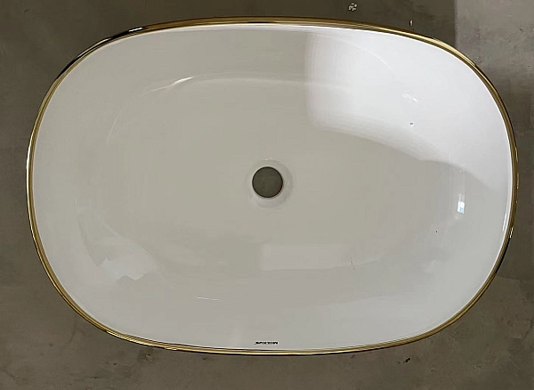 Раковина накладна Mixxus Premium ELLIPSE-0105 EDGE GOLD 600х400х150mm (MP6564) - Фото - 7