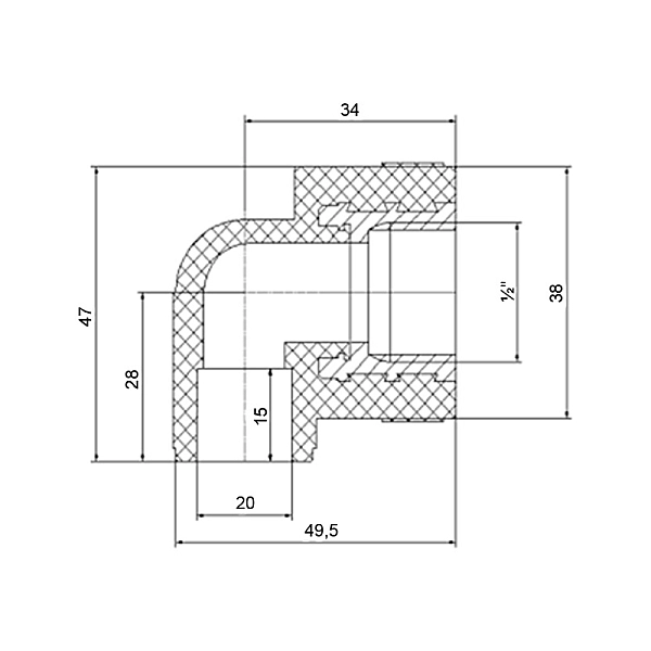 Уголок PPR Blue Ocean 20х1/2", 90° ВР - Фото - 2