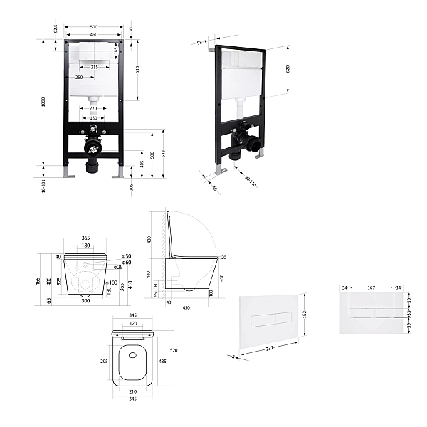 Готовое решение Qtap для ванной комнаты: подвесной унитаз Tern Ultra Quiet 525x345x360 + комплект инсталляции Standard (линейная кнопка White) - Фото - 2