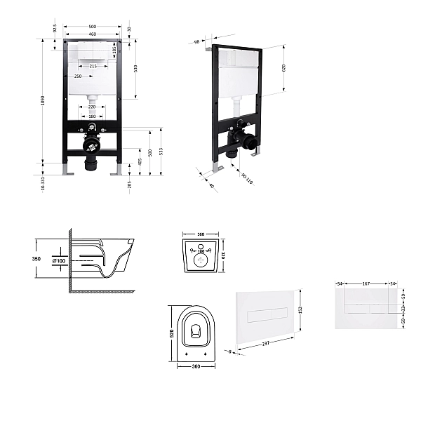 Готове рішення Qtap для ванної кімнати: підвісний унітаз Swan Ultra Quiet 520x360x320 + комплект інсталяції Standard (лінійна клавіша White) - Фото - 2