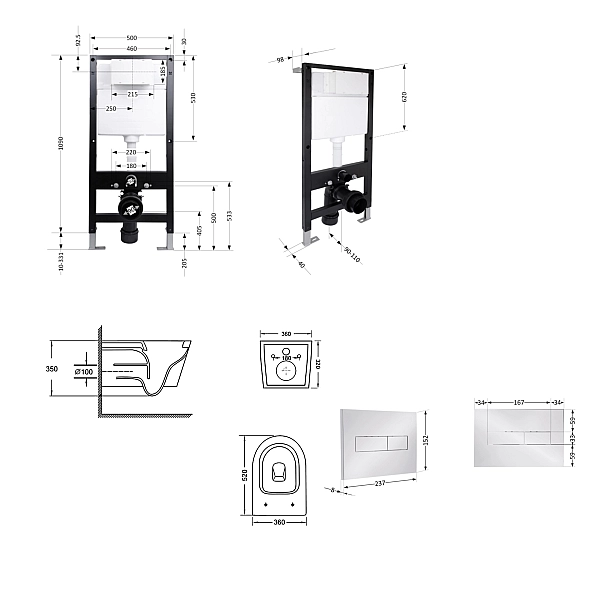 Готове рішення Qtap для ванної кімнати: підвісний унітаз Swan Ultra Quiet 520x360x320 + комплект інсталяції Standard (лінійна клавіша Chrome) - Фото - 2