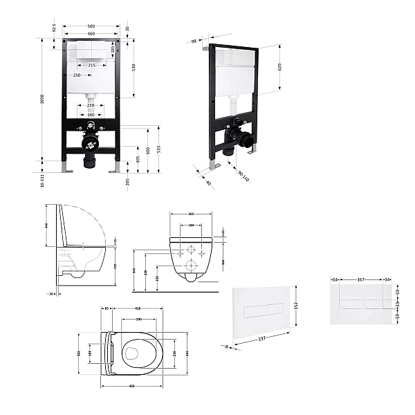 Готове рішення Qtap для ванної кімнати: підвісний унітаз Taurus Ultra Quiet 485x360x350 + комплект інсталяції Standard (лінійна клавіша White) - Фото - 2