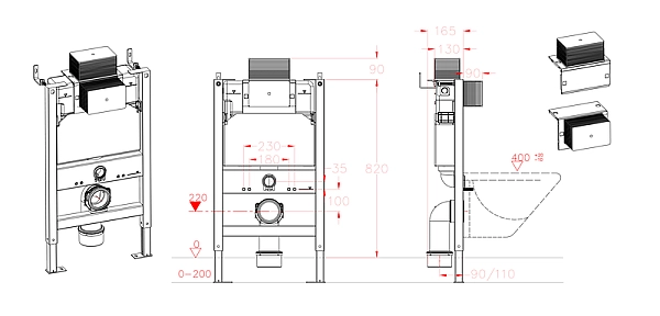 Інсталяція для підвісного унітазу Koer KT-0403 500x165x820mm без панелі змиву (KR5313) - Фото - 5