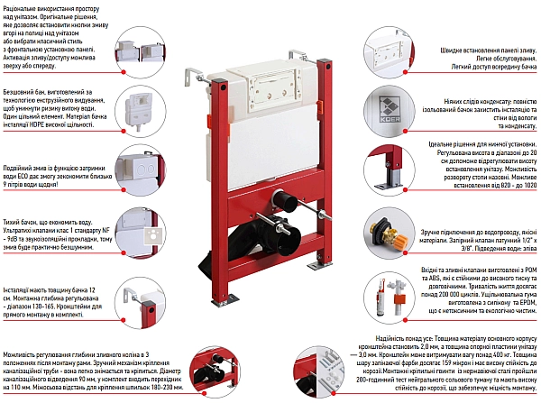 Інсталяція для підвісного унітазу Koer KT-0403 500x165x820mm без панелі змиву (KR5313) - Фото - 14