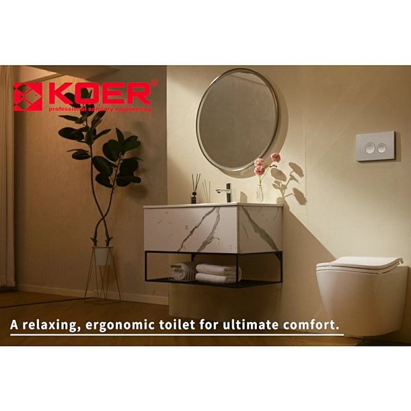 Унітаз підвісний ергономічний Koer TT-0101-T3 520x360x360mm система змиву TORNADO 3.0 (KR5615) - Фото - 6