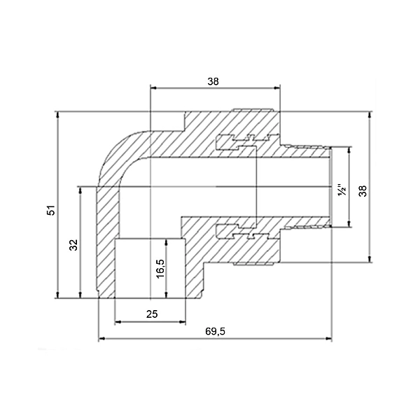 Уголок PPR Blue Ocean 25х1/2", 90° НР - Фото - 2