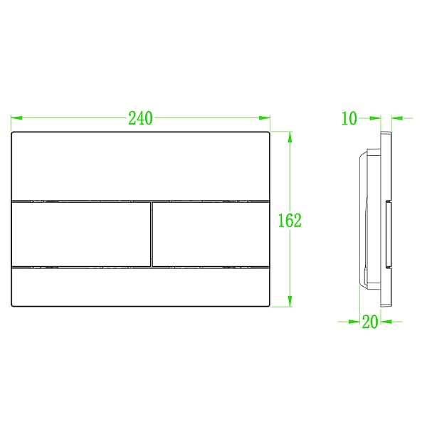 Панель змиву Koer KT-0603-07 240x160x10mm пластикова, кнопка лінійна (KR5321) - Фото - 3