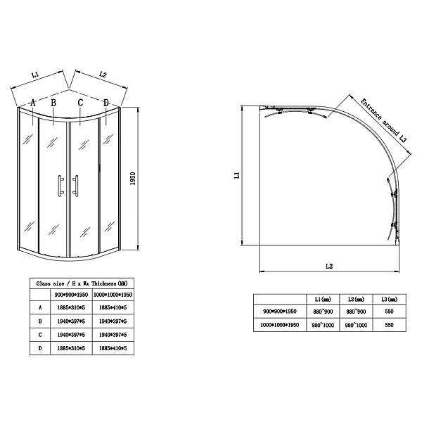Душова кабіна без піддону Koer SR SC04-90x90x195-TR-12 прозоре скло Easy Clean 5мм Матове золото (KR5681) - Фото - 3
