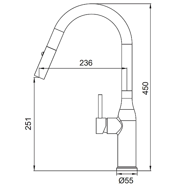 Змішувач для кухні Koer KI-70004-12 з висувним виливом (нерж. сталь) (KR5004) - Фото - 8