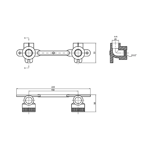Монтажная планка PPR Blue Ocean 20х1/2" ВР - Фото - 2