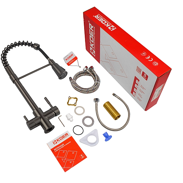 Змішувач для кухні Koer KB-72025-07 з виходом для питної води (вилив - пружина) (KR5016) - Фото - 3