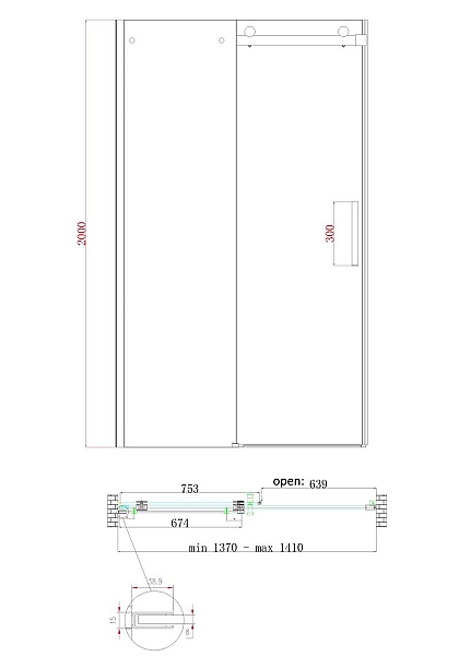 Двері в нішу Koer SR SD01-140x200-TR-01 прозоре скло Easy Clean 8мм, хром (KR5380) - Фото - 23