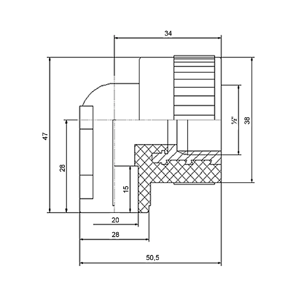 Кутик настінний PPR Blue Ocean 20х1/2", 90° ВР - Фото - 2