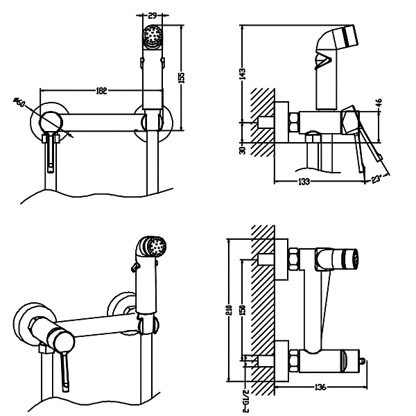 Змішувач для гігієнічного душу Mixxus Davis 024 з лійкою (MI7148) - Фото - 2