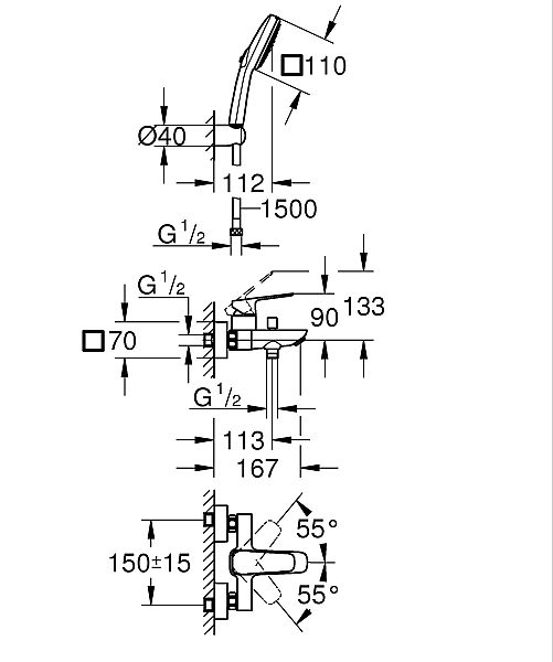 Одноважільний змішувач для ванни Grohe Cubeo (1018140000) - Фото - 2