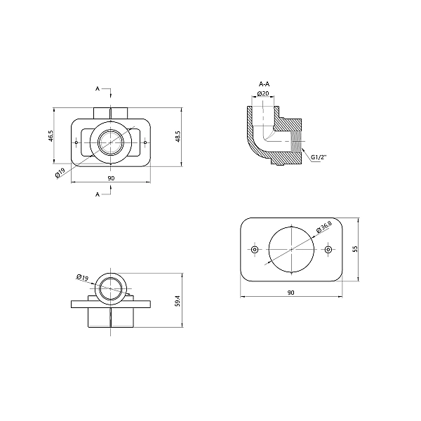 Кутик PPR Blue Ocean настінний 20х1/2", 90° ВР - Фото - 2