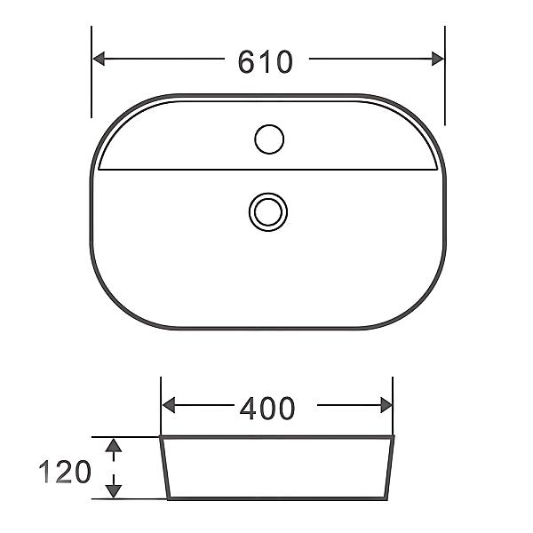 Раковина накладна Mixxus Premium ELLIPSE-0204 600х380х115mm з отвором під змішувач (MP6679) - Фото - 6