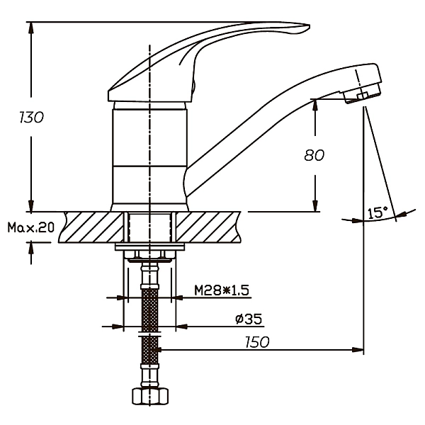 Змішувач для умивальника Haiba Fabio 555 (15 см) (HB0106) - Фото - 2