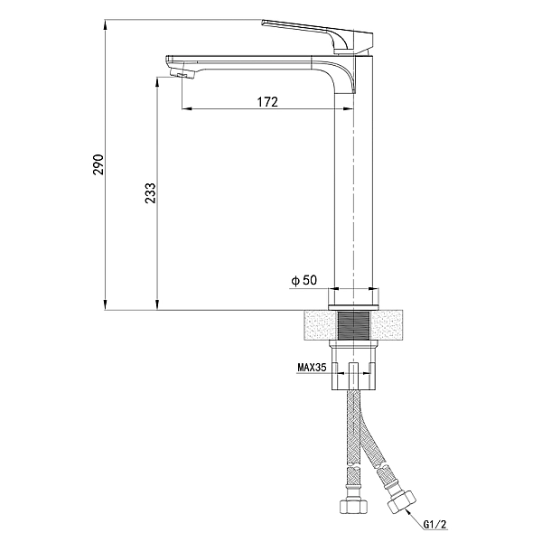 Змішувач для умивальника Mixxus Premium MONE 001 NUT HIGH Black (MI6775) - Фото - 2