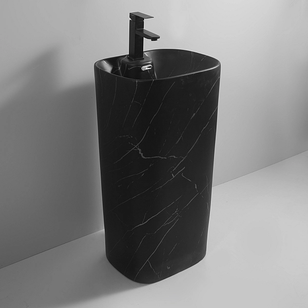 Раковина моноблок MIXXUS PREMIUM DIVERSE-1102 MARBLE 460х380х840mm з отвором під змішувач та переливом (MP6576) - Фото - 2