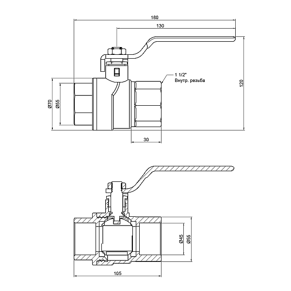 Кран шаровой Thermo Alliance Forte 1 1/2" ВР для воды (ручка) SF600W40 - Фото - 2