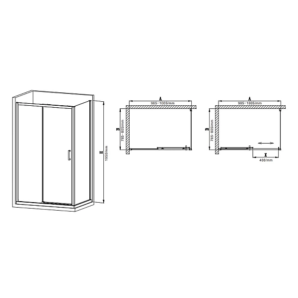 Душова кабіна без піддону Mixxus Premium DIVERSE SC03-100x80x195-TR Chrome прозоре скло 6мм (MI6865) - Фото - 5