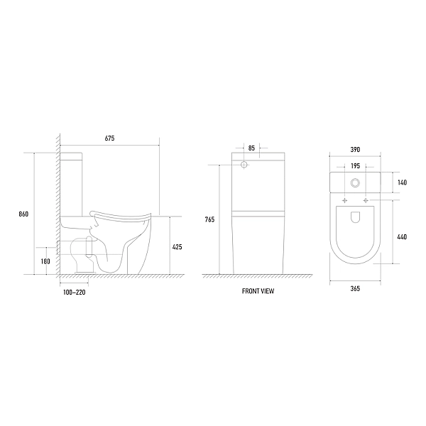 Унітаз-компакт ергономічний Koer TT-0201-T3 675x390x860mm система змиву TORNADO 3.0 (KR5613) - Фото - 5