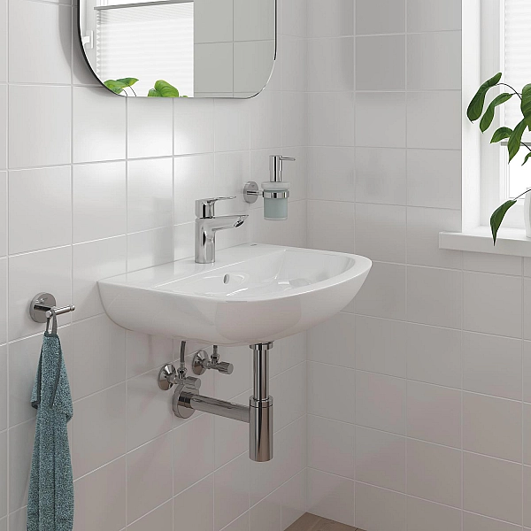 Одноважільний змішувач для раковини S-Size Grohe BauLoop New з нажимним донним клапаном (23878001) - Фото - 6