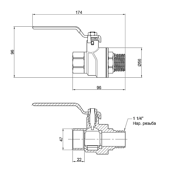 Кран шаровой Thermo Alliance Forte 1 1/4 ВН для воды (ручка) SF605W32 - Фото - 2