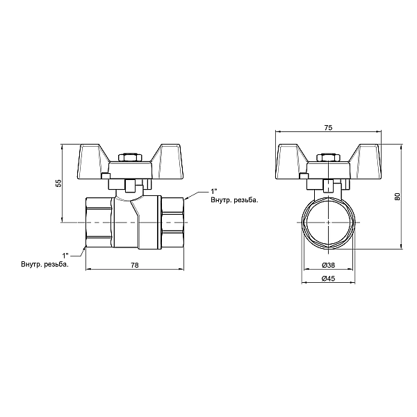 Кран кульовий Thermo Alliance Forte 1" ВР для води (метелик) SF602W25 - Фото - 2