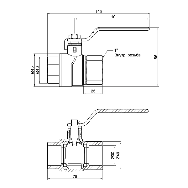 Кран кульовий Thermo Alliance Forte 1" ВР для води (ручка) SF600W25 - Фото - 2