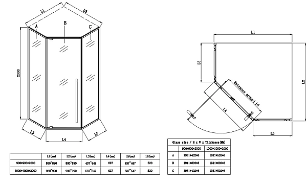 Душова кабіна без піддону Koer SR SC06-90x90x200-TR-07 прозоре скло Easy Clean 8мм, графіт (KR5366) - Фото - 2