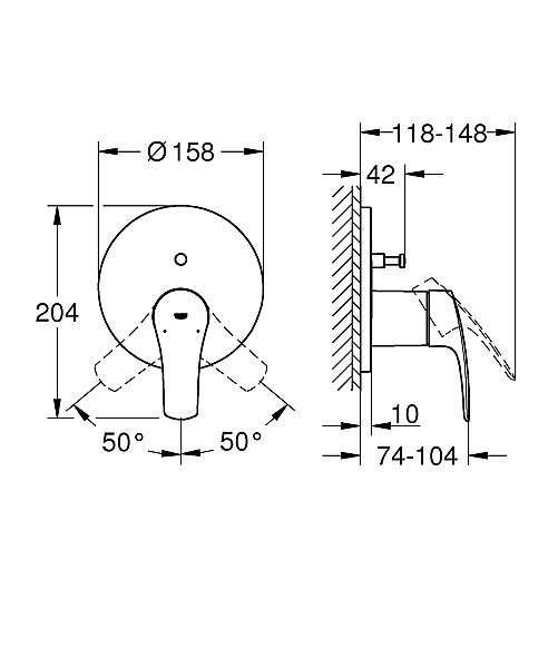 Змішувач прихованого монтажу на 2 споживача Grohe Eurosmart New (24043003) - Фото - 4