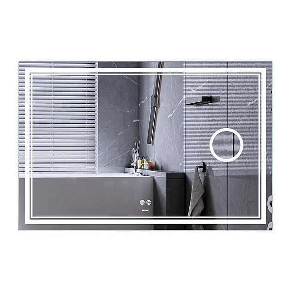 Дзеркало Mixxus Premium QUADRO MR20-100x70 з Led Touch, Anti-fog, димером, регулятором яскравості, лінзою (MP6622)