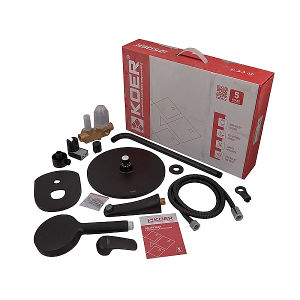 Вбудована душова система із змішувачем Koer KB-64008-05 (Колір чорний) (KR3477) - Фото - 6