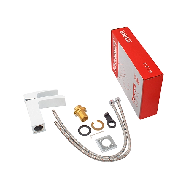 Змішувач для умивальника Koer KB-14007-04 водоспад (Колір хром+білий) (KR5155) - Фото - 4