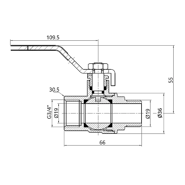 Кран шаровой Thermo Alliance Forte 3/4" ВН для воды (ручка) SF605W20 - Фото - 2