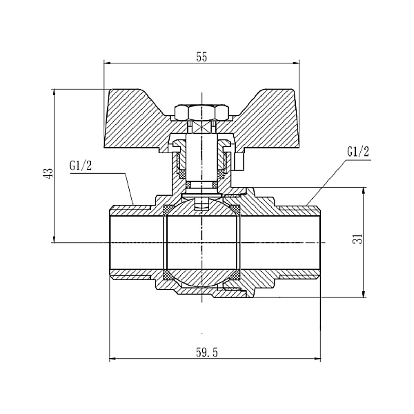 Кран шаровой Thermo Alliance Forte 1/2" НР для воды (бабочка) SF606W15 - Фото - 2